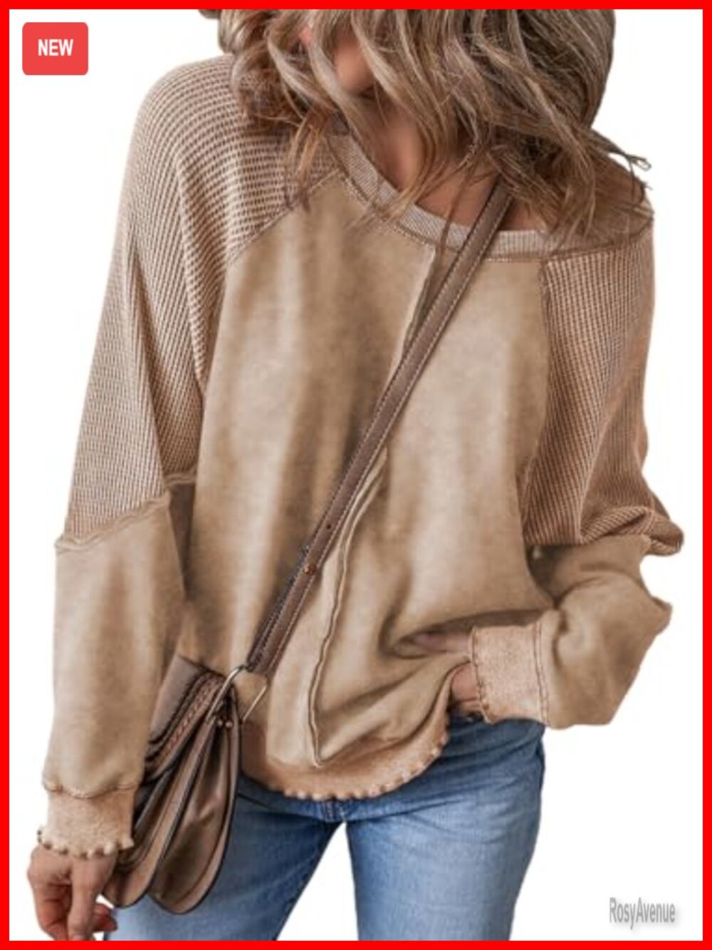 Oversized Waffle Knit Off Shoulder Sweatshirt Casual Pullover